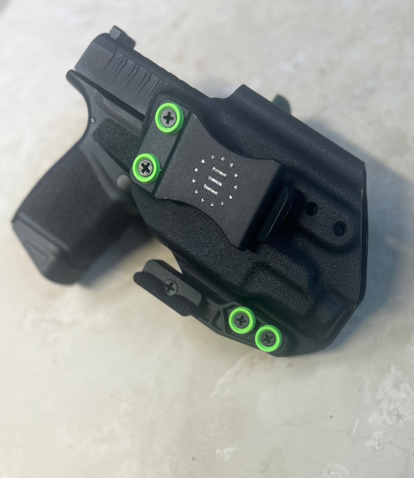SPRINGFIELD HELLCAT- TLR7/ SUB  IWB HOLSTER BLACK/ZOMBIE GREEN