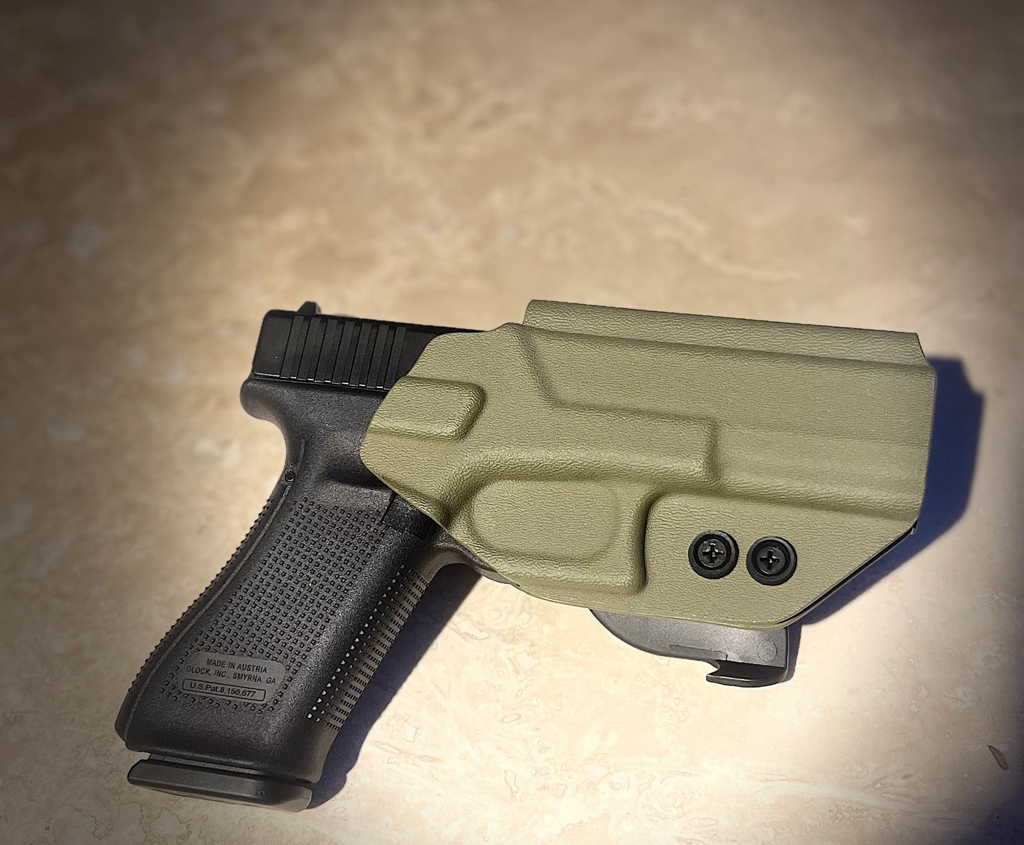 GLOCK 17/19/23 OWB PADDLE HOLSTER ARMY GREEN KYDEX .080